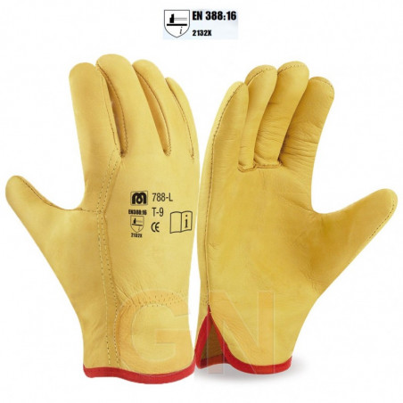 GUANTES CUERO FLOR  AMARILLO T-8